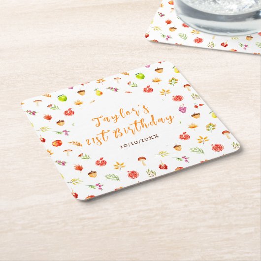 Autumn Fall Harvest Birthday Party Kartonnen Onderzetters (Schuin)