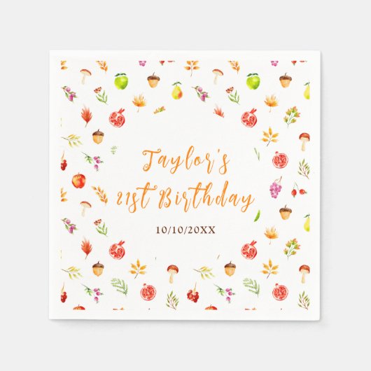 Autumn Fall Harvest Birthday Party Servet (Voorkant)