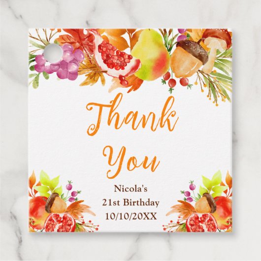 Autumn Fall Harvest Birthday Thank You Bedankjes Labels (Voorkant)