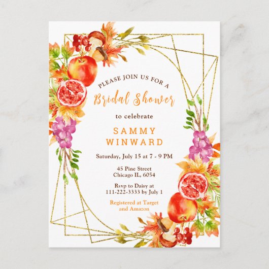 Autumn Fall Harvest Bridal Shower Briefkaart (Voorkant)