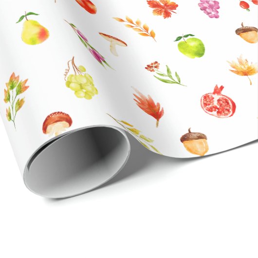 Autumn Fall Harvest Pattern Cadeaupapier (Rol Hoek)