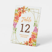 Autumn Fall Harvest Wedding Table Number Reclamebord Met Voetstuk (Voorkant)