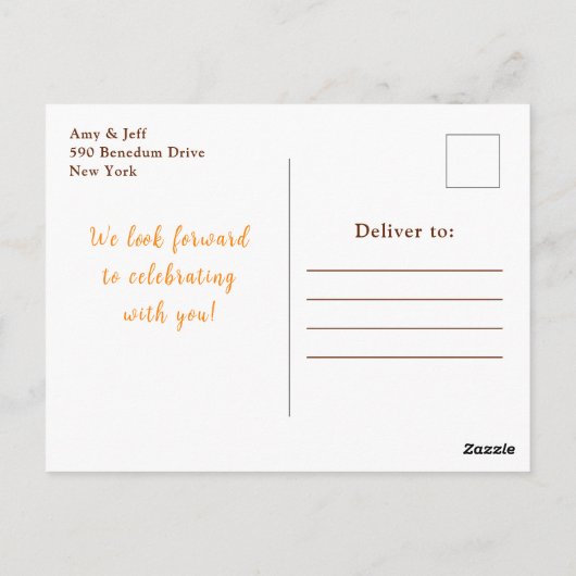 Autumn Fall Harvest with Foliage Wedding Briefkaart (Achterkant)