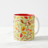 Autumn Fall Herbst Leaves, Blätter Tweekleurige Koffiemok (Voorkant rechts)