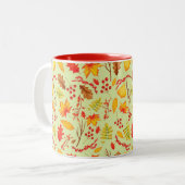 Autumn Fall Herbst Leaves, Blätter Tweekleurige Koffiemok (Voorkant links)