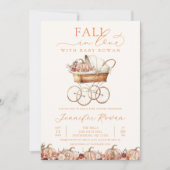 Autumn Fall in Love Pumpkin Baby Shower Invitation Kaart (Voorkant)