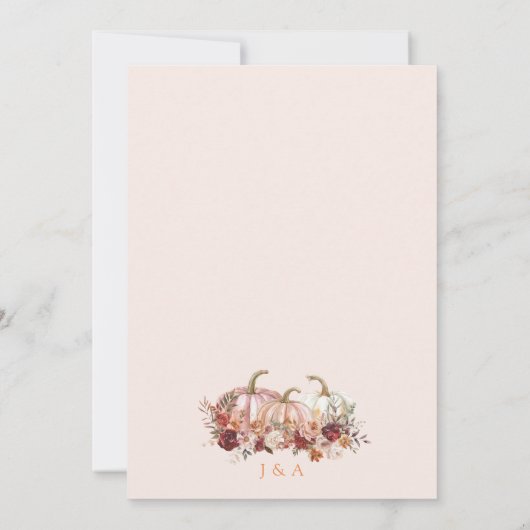 Autumn Fall in Love Pumpkin Baby Shower Invitation Kaart (Achterkant)