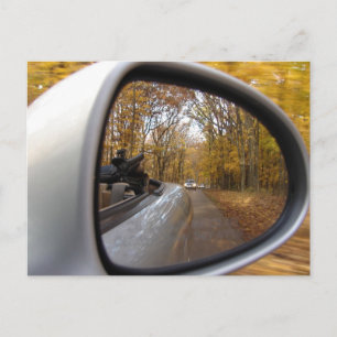 AUTUMN / FALL IN THE REAR VIEW MIRROR SPORTS CAR BRIEFKAART