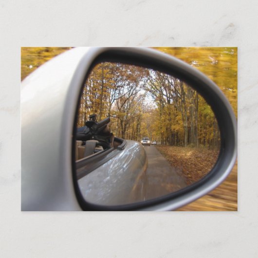 AUTUMN / FALL IN THE REAR VIEW MIRROR SPORTS CAR BRIEFKAART (Voorkant)