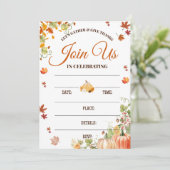 Autumn Fall Invitation with Pumpkins Kaart (Staand voorkant)
