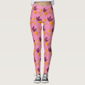 Autumn Fall Leaves Mauve Burgundy and White Leggings (Voorkant)