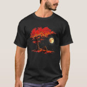 Autumn Fall Leaves Moon Astronaut With Cat Outer S T-shirt (Voorkant)