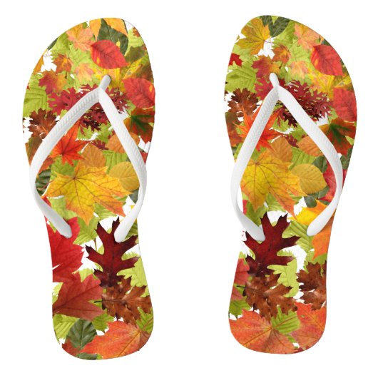 Autumn Fall Leaves Teenslippers (Voetbed)