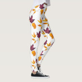 Autumn Fall Leaves Yellow Burgundy and White Leggings (Rechts)