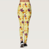 Autumn Fall Leaves Yellow Mauve Burgundy and White Leggings (Achterkant)