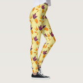 Autumn Fall Leaves Yellow Mauve Burgundy and White Leggings (Rechts)