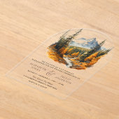 Autumn Fall Mountain Forest Wedding  Acryl Uitnodigingen (Laagn)