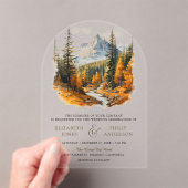 Autumn Fall Mountain Forest Wedding  Acryl Uitnodigingen (Insitu (Draagbaar))