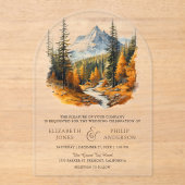 Autumn Fall Mountain Forest Wedding  Acryl Uitnodigingen (Voorkant)