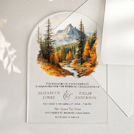 Autumn Fall Mountain Forest Wedding  Acryl Uitnodigingen