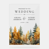 Autumn Fall Pine Trees Wedding Welcome Acryl Bord (Voorkant)