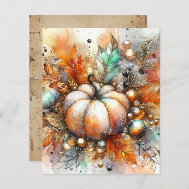 Autumn Fall Pumpkin Harvest Scrapbook Paper (Voorkant / Achterkant)