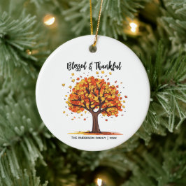 Autumn Fall Tree Happy Thanksgiving Blessed Keramisch Ornament