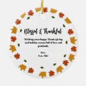 Autumn Fall Tree Happy Thanksgiving Blessed Keramisch Ornament (Achterkant)
