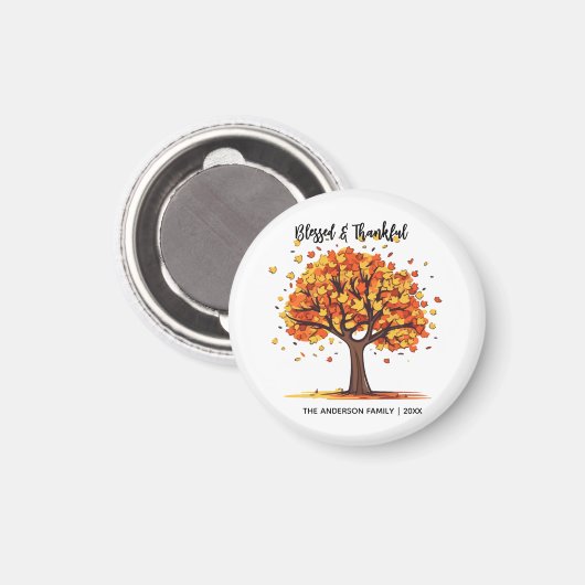 Autumn Fall Tree Happy Thanksgiving Blessed Magneet (Voorkant / Achterkant)