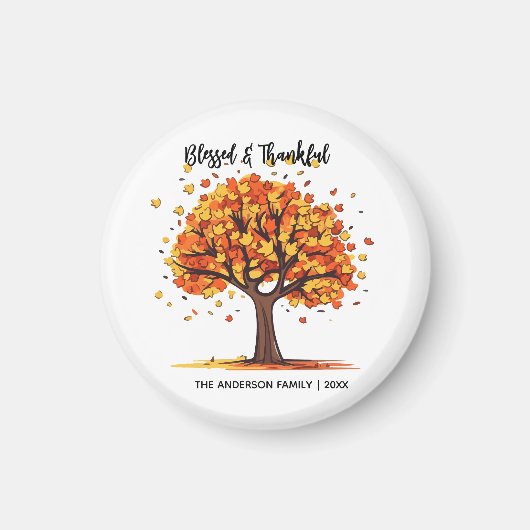 Autumn Fall Tree Happy Thanksgiving Blessed Magneet (Voorkant)