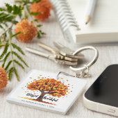 Autumn Fall Tree Happy Thanksgiving Blessed Sleutelhanger (Voorkant Rechts)