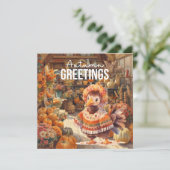 Autumn Fall Turkey is at Florist Shop Thanksgiving Feestdagenkaart (Staand voorkant)