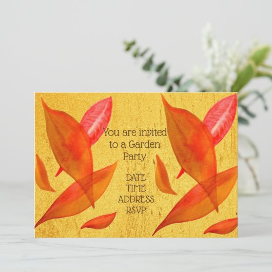 Autumn Fall vertrekt Garden party function Kaart (Staand voorkant)