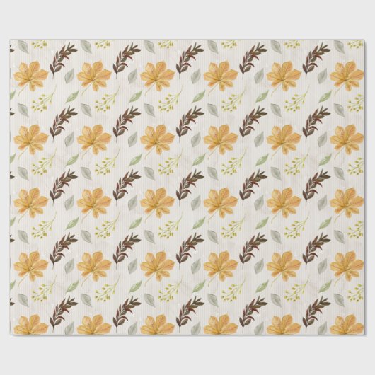 Autumn / Fall yellow flower Pattern Cadeaupapier (Vlak)