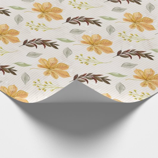 Autumn / Fall yellow flower Pattern Cadeaupapier (Hoek)