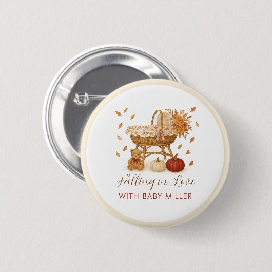 Autumn Falling in Love Baby shower Ronde Button 5,7 Cm (Voorkant /achterkant)