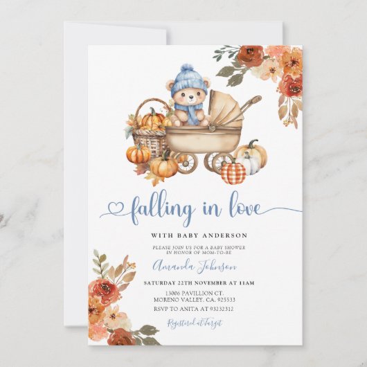 Autumn Falling In Love Floral Beer Baby shower Kaart (Voorkant)