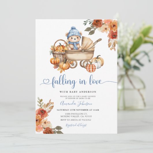 Autumn Falling In Love Floral Beer Baby shower Kaart (Staand voorkant)