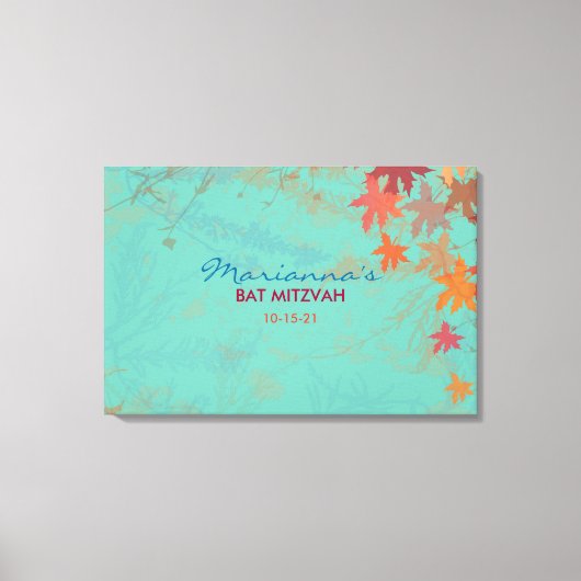 AUTUMN FALLING LEERT Bat Mitzvah Sign-In Board Canvas Afdruk (Voorkant)