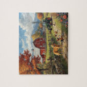 Autumn Farm Dog Tractor Red Barn Fall Scene Legpuzzel (Verticaal)