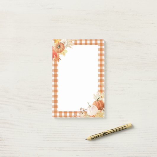 Autumn Farmhouse Rustic Pset Oranje Buffalo Check Post-it® Notes (Op bureau)