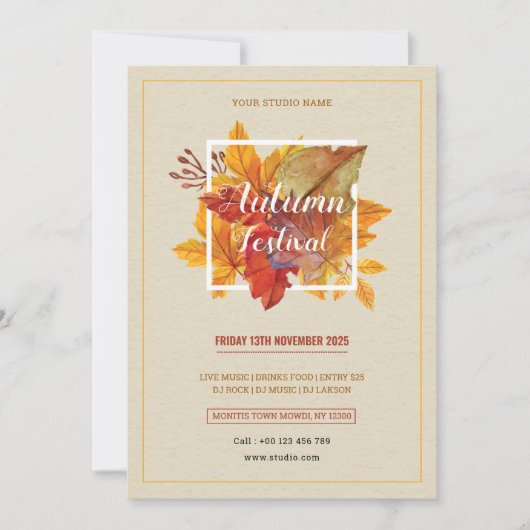 Autumn Festival Flyer Sjabloon | Uitnodiging voor  (Voorkant)