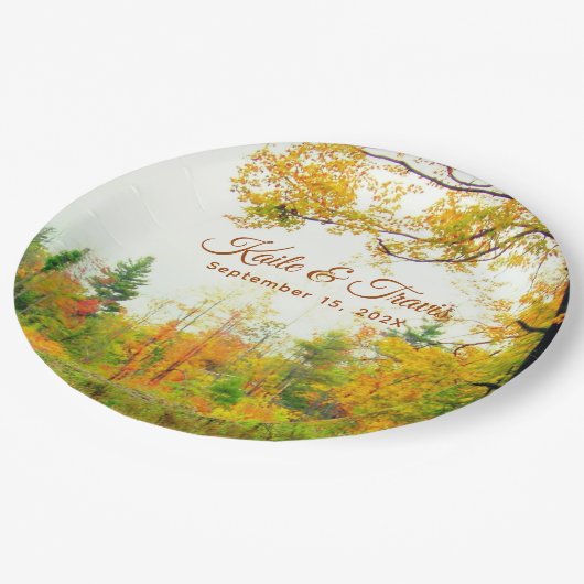 Autumn Field Foliage Couples Shower Engagement Papieren Bordje (Gekanteld)