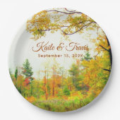 Autumn Field Foliage Couples Shower Engagement Papieren Bordje (Voorkant)