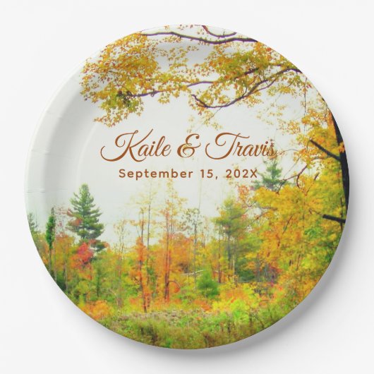 Autumn Field Foliage Couples Shower Engagement Papieren Bordje (Voorkant)