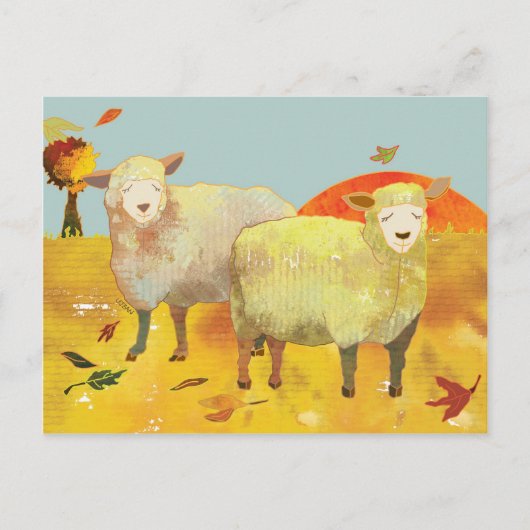 Autumn Field Sheep Briefkaart (Voorkant)