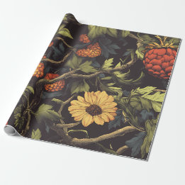 Autumn Fire Botanical Floral Wrapping Paper Cadeaupapier