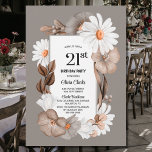 Autumn Floral 21st Birthday Party Kaart<br><div class="desc">Viel je 21ste verjaardag uit en nodig je vrienden en geliefden uit voor je verjaardag met deze herfst bloedige uitnodiging voor de 21ste verjaardag van de herfst met een grijze grens met oorloofde petunia's en witte dagbladen.</div>