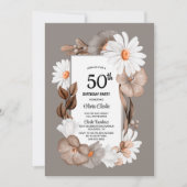 Autumn Floral 50th Birthday Party Kaart (Voorkant)