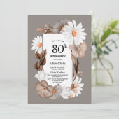 Autumn Floral 80th Birthday Party Kaart (Staand voorkant)